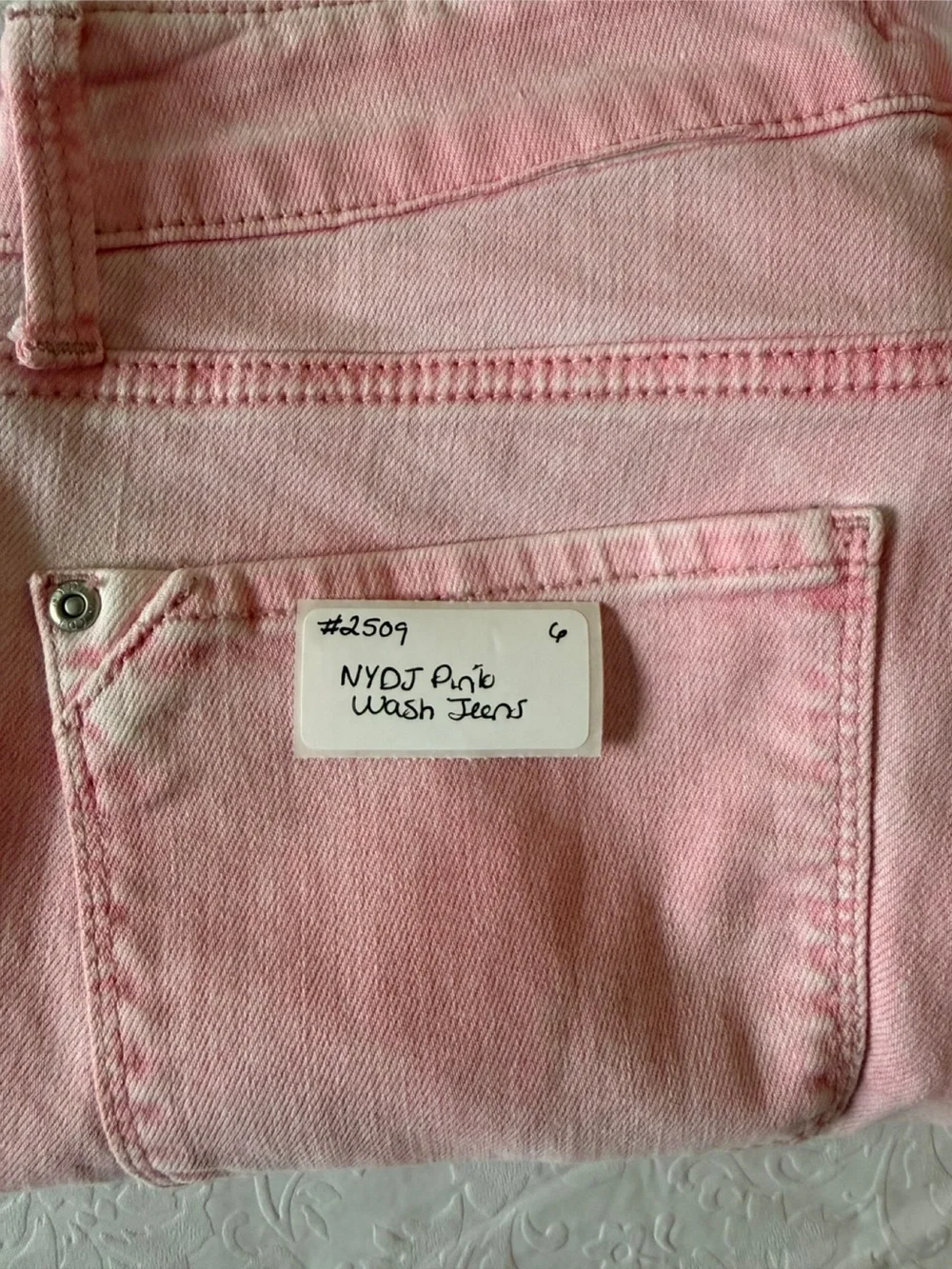 NYDJ Rose Pink Slim Straight Ankle Jeans With Lift Tuck Technology. Size 6